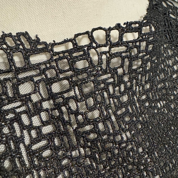 Lela Rose sheath dress / gown rare Metallic 3/4 sleeves & neck accent. vintage - Picture 6 of 14